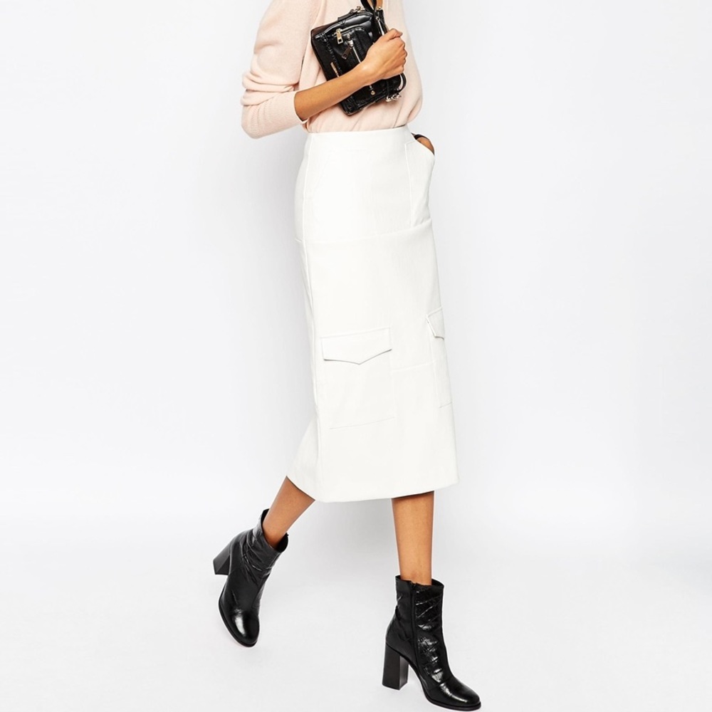Asos Faux Leather Midi Pencil Skirt